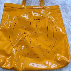 Tory Burch Yellow Patent Leather Logo Purse